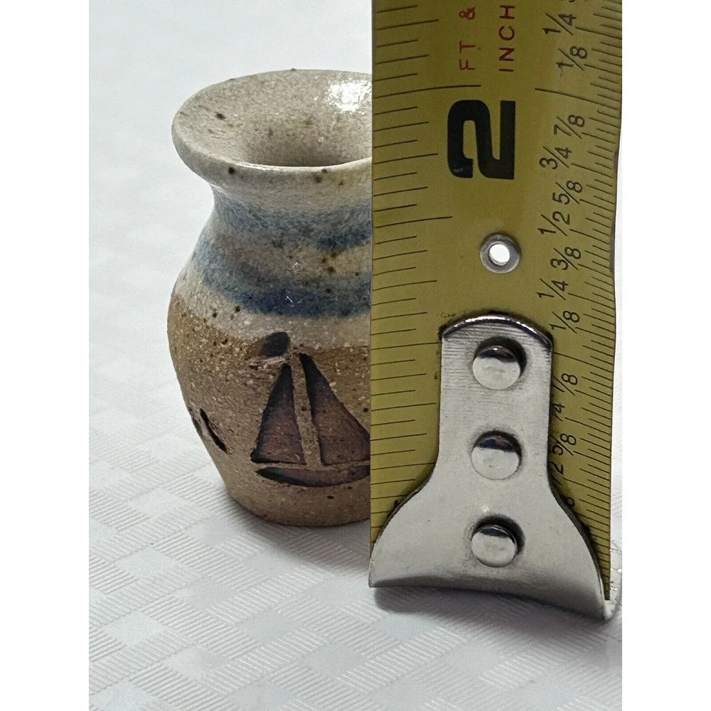 Mini‎ Engraved Sailboat 1 5/8” Pottery Vase